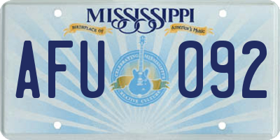 MS license plate AFU092