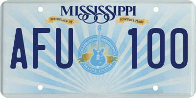 MS license plate AFU100