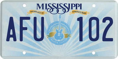 MS license plate AFU102