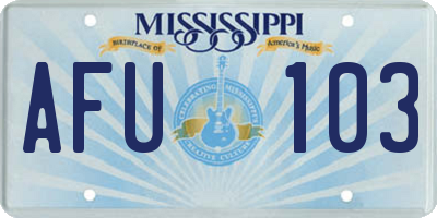 MS license plate AFU103