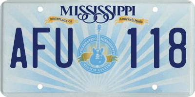 MS license plate AFU118