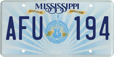MS license plate AFU194
