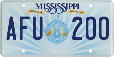 MS license plate AFU200