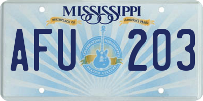 MS license plate AFU203