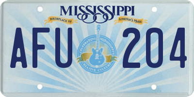 MS license plate AFU204