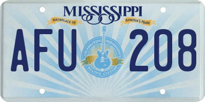 MS license plate AFU208