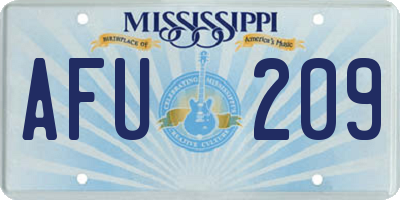 MS license plate AFU209