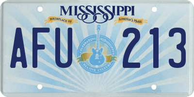 MS license plate AFU213