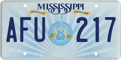 MS license plate AFU217