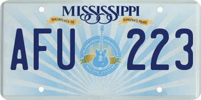 MS license plate AFU223