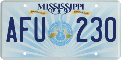 MS license plate AFU230