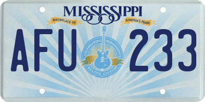MS license plate AFU233