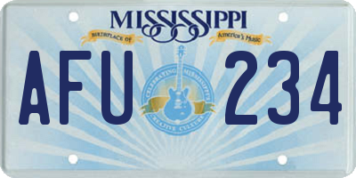 MS license plate AFU234