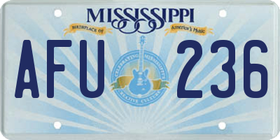 MS license plate AFU236