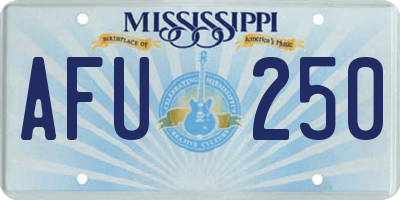 MS license plate AFU250