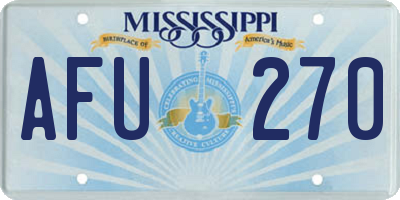 MS license plate AFU270
