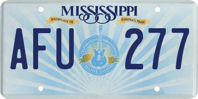 MS license plate AFU277