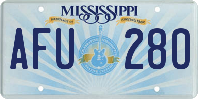 MS license plate AFU280