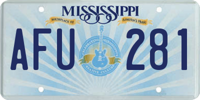 MS license plate AFU281