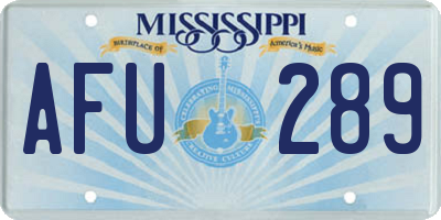 MS license plate AFU289