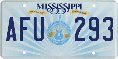 MS license plate AFU293