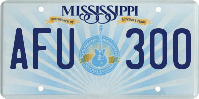 MS license plate AFU300