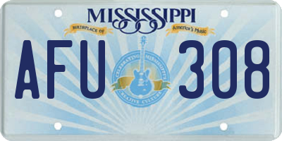MS license plate AFU308