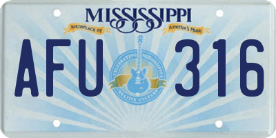 MS license plate AFU316