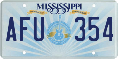 MS license plate AFU354