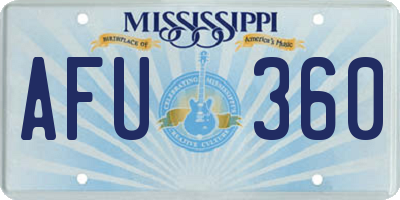 MS license plate AFU360