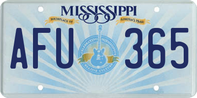 MS license plate AFU365