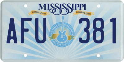 MS license plate AFU381