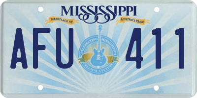 MS license plate AFU411