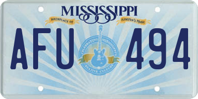 MS license plate AFU494