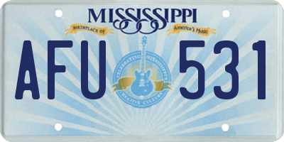 MS license plate AFU531