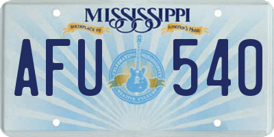 MS license plate AFU540
