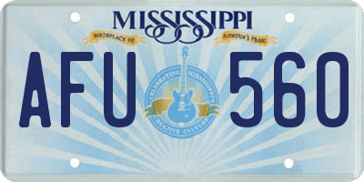MS license plate AFU560