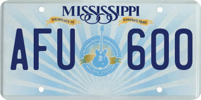 MS license plate AFU600