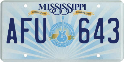 MS license plate AFU643