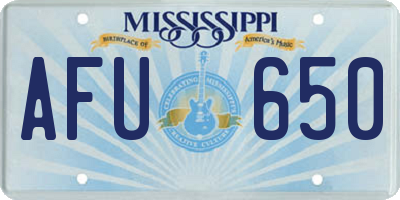 MS license plate AFU650