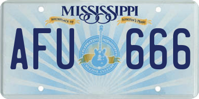 MS license plate AFU666