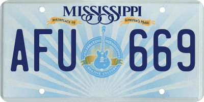 MS license plate AFU669