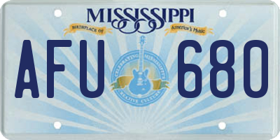 MS license plate AFU680