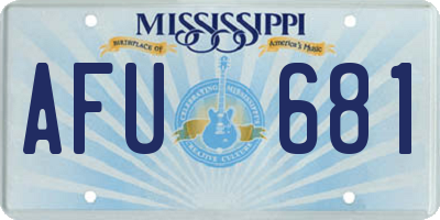 MS license plate AFU681