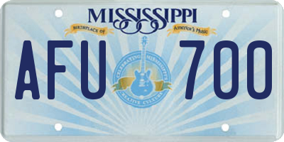 MS license plate AFU700