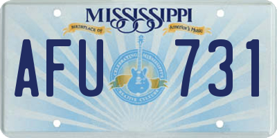 MS license plate AFU731