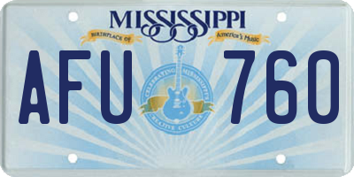 MS license plate AFU760