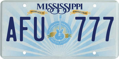 MS license plate AFU777