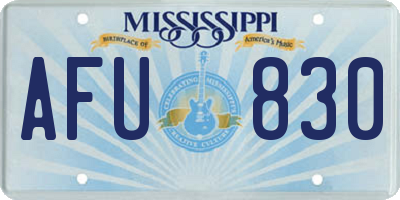 MS license plate AFU830