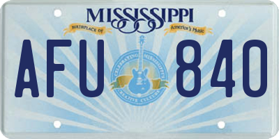 MS license plate AFU840